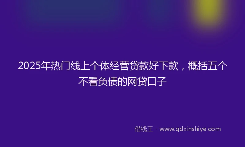 2025年热门线上个体经营贷款好下款，概括五个不看负债的网贷口子