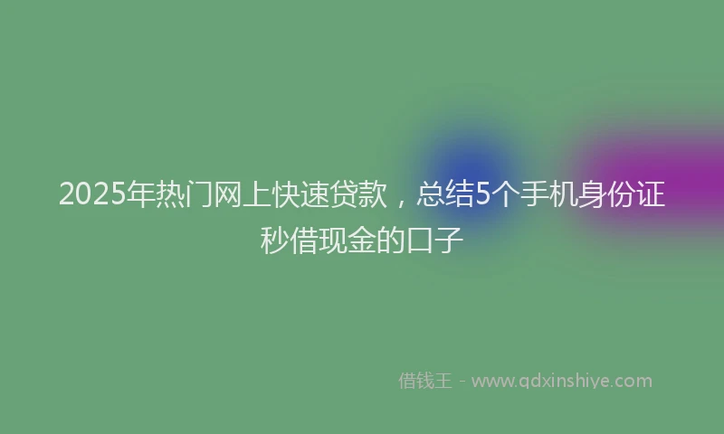 2025年热门网上快速贷款，总结5个手机身份证秒借现金的口子