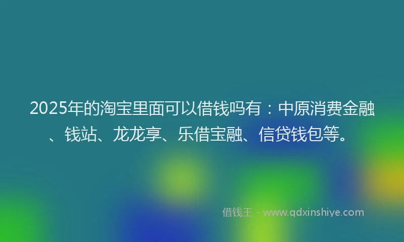 2025年的淘宝里面可以借钱吗有：中原消费金融、钱站、龙龙享、乐借宝融、信贷钱包等。
