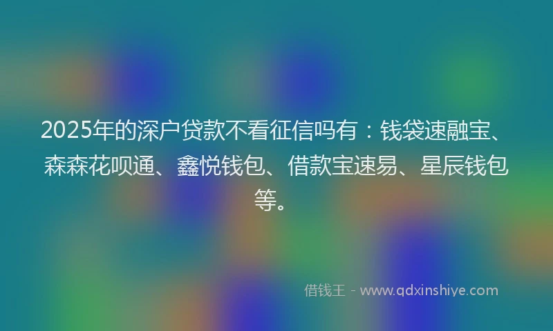 2025年的深户贷款不看征信吗有：钱袋速融宝、森森花呗通、鑫悦钱包、借款宝速易、星辰钱包等。
