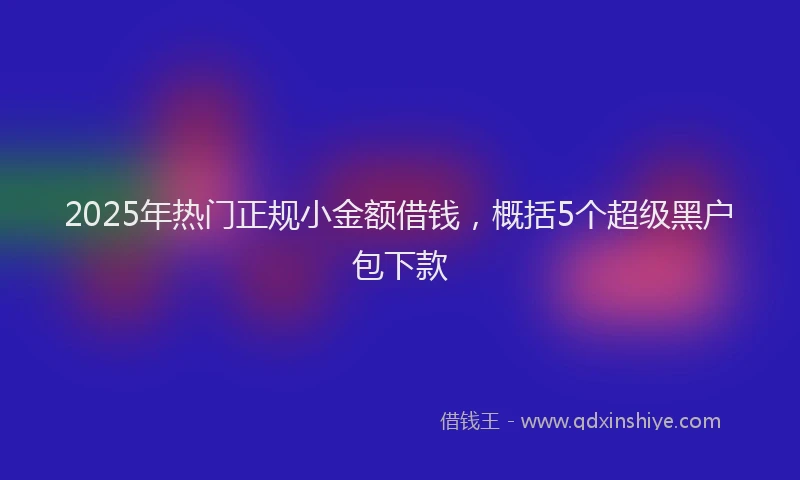 2025年热门正规小金额借钱，概括5个超级黑户包下款