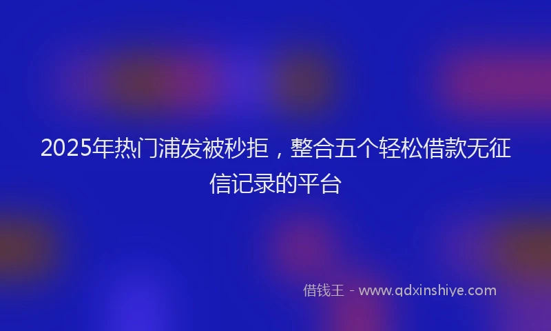 2025年热门浦发被秒拒，整合五个轻松借款无征信记录的平台