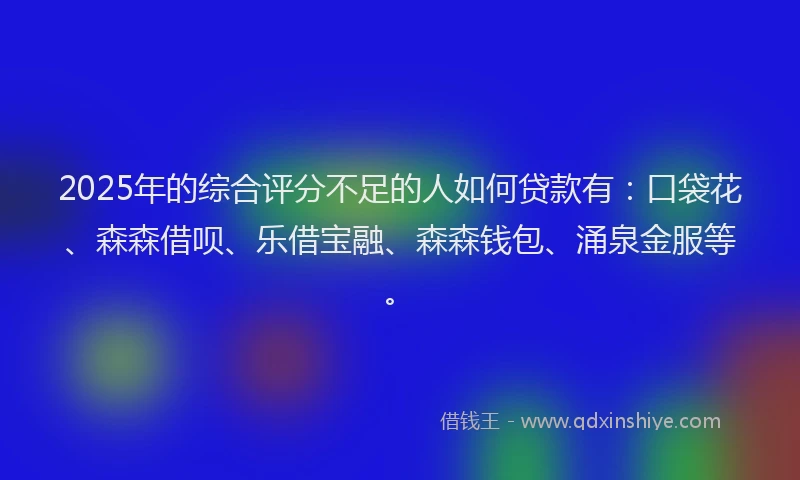 2025年的综合评分不足的人如何贷款有：口袋花、森森借呗、乐借宝融、森森钱包、涌泉金服等。