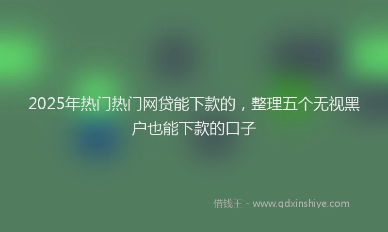 2025年热门热门网贷能下款的，整理五个无视黑户也能下款的口子