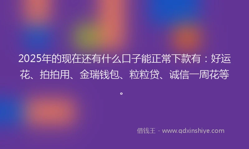 2025年的现在还有什么口子能正常下款有：好运花、拍拍用、金瑞钱包、粒粒贷、诚信一周花等。