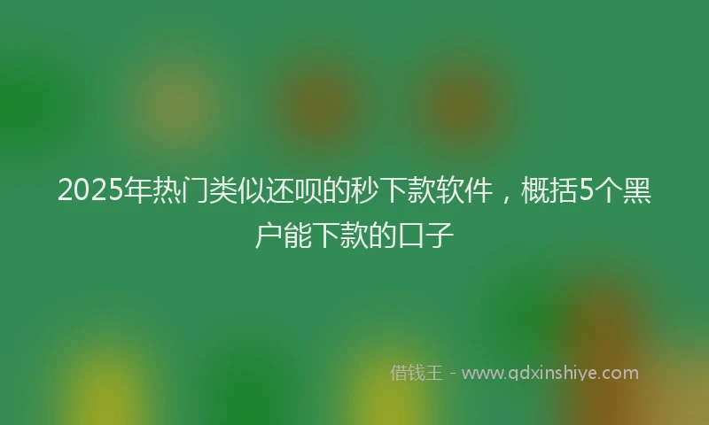2025年热门类似还呗的秒下款软件，概括5个黑户能下款的口子