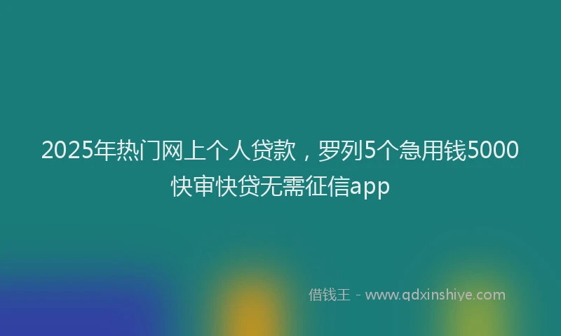 2025年热门网上个人贷款，罗列5个急用钱5000快审快贷无需征信app
