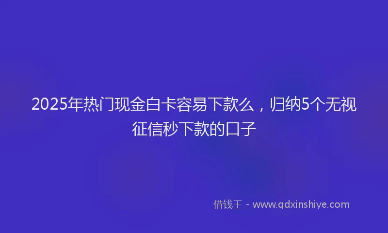 2025年热门现金白卡容易下款么，归纳5个无视征信秒下款的口子