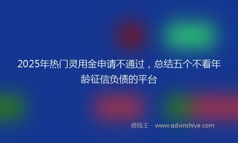 2025年热门灵用金申请不通过，总结五个不看年龄征信负债的平台