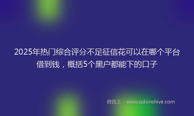 2025年热门综合评分不足征信花可以在哪个平台借到钱，概括5个黑户都能下的口子