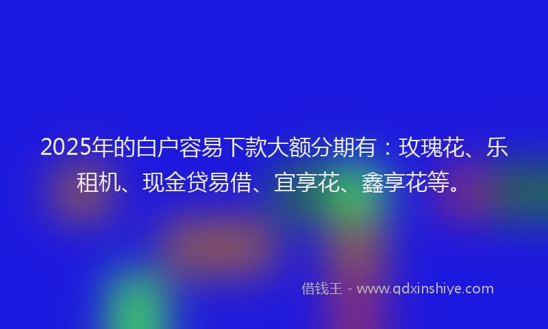 2025年的白户容易下款大额分期有：玫瑰花、乐租机、现金贷易借、宜享花、鑫享花等。
