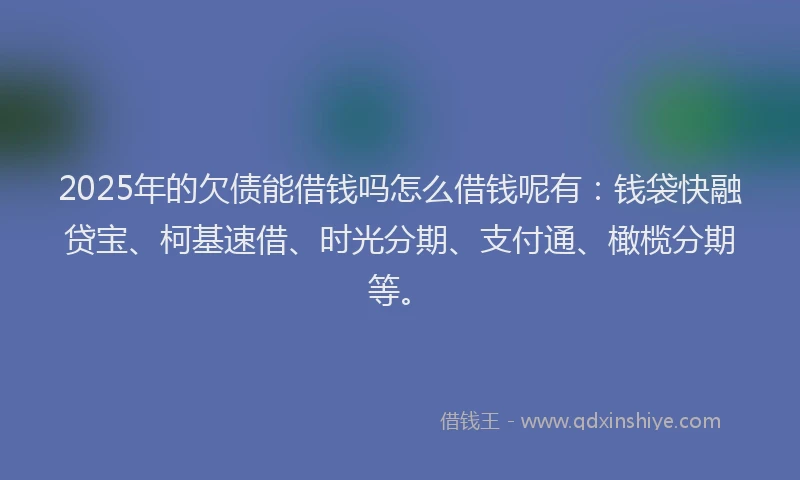 2025年的欠债能借钱吗怎么借钱呢有：钱袋快融贷宝、柯基速借、时光分期、支付通、橄榄分期等。
