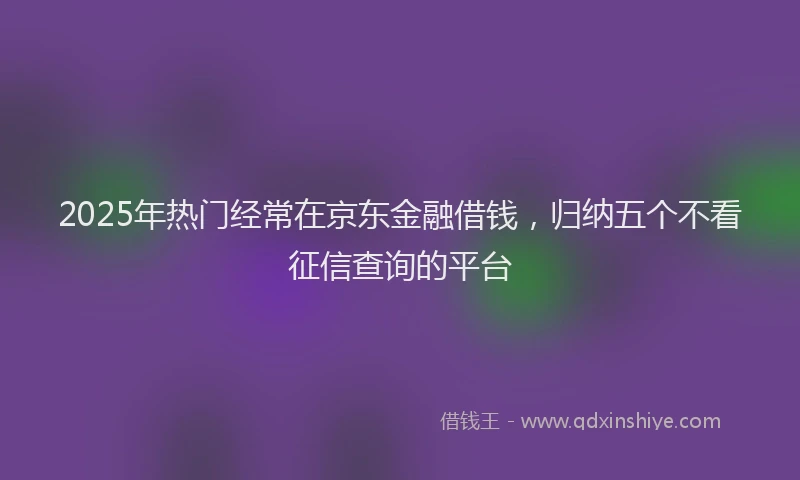 2025年热门经常在京东金融借钱，归纳五个不看征信查询的平台