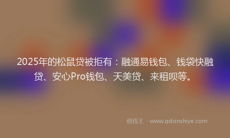 2025年的松鼠贷被拒有：融通易钱包、钱袋快融贷、安心Pro钱包、天美贷、来租呗等。
