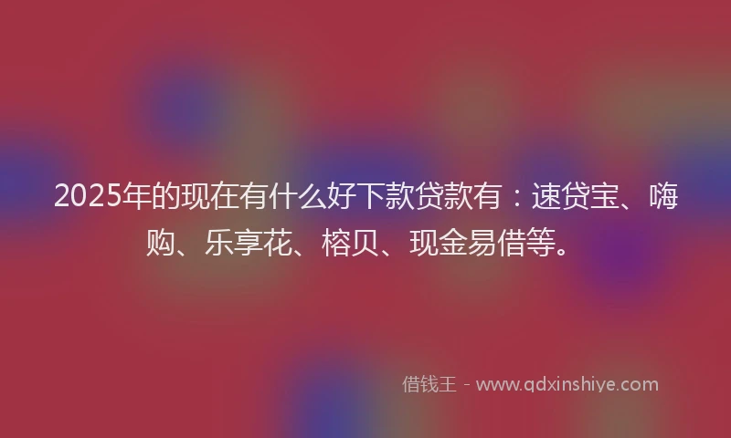 2025年的现在有什么好下款贷款有：速贷宝、嗨购、乐享花、榕贝、现金易借等。