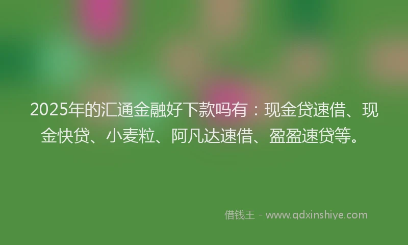2025年的汇通金融好下款吗有：现金贷速借、现金快贷、小麦粒、阿凡达速借、盈盈速贷等。