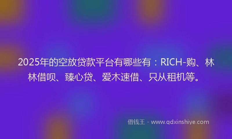 2025年的空放贷款平台有哪些有：RICH-购、林林借呗、臻心贷、爱木速借、只从租机等。