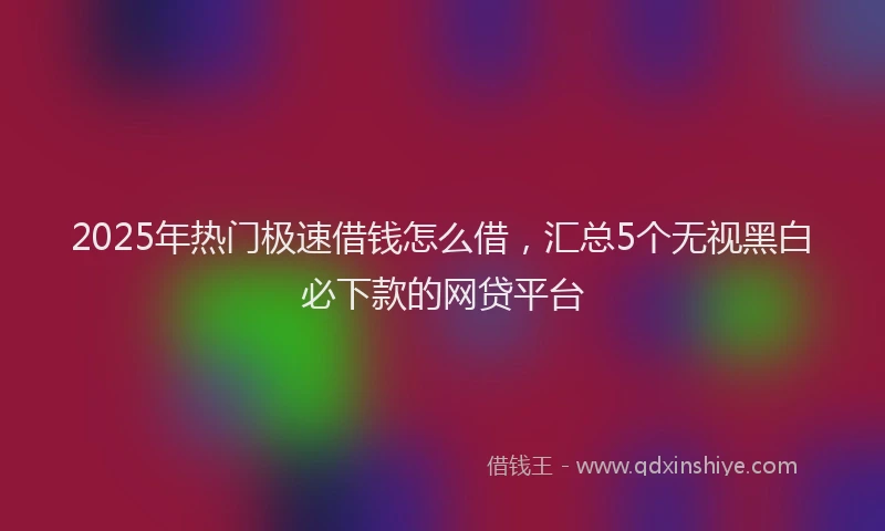 2025年热门极速借钱怎么借，汇总5个无视黑白必下款的网贷平台
