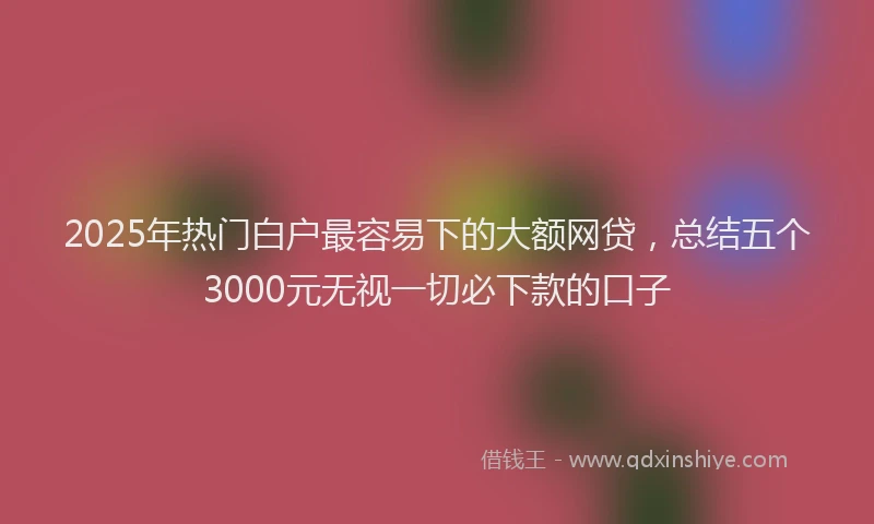 2025年热门白户最容易下的大额网贷，总结五个3000元无视一切必下款的口子
