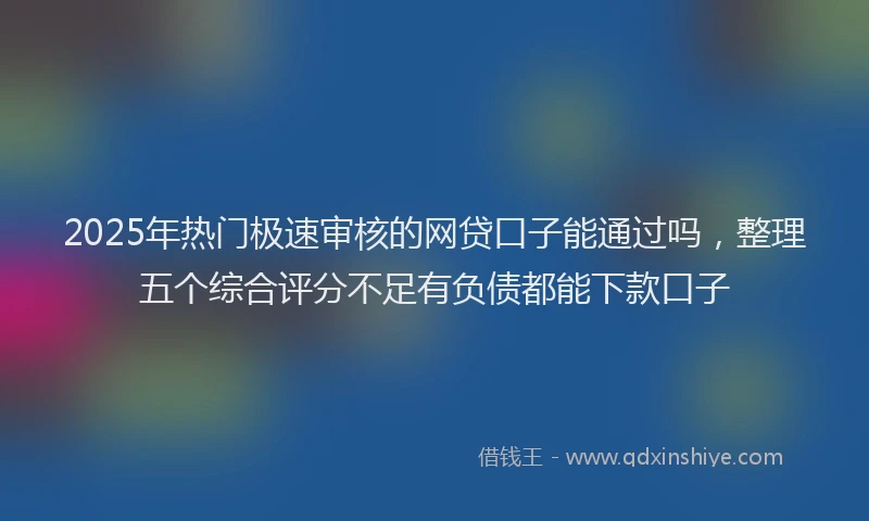 2025年热门极速审核的网贷口子能通过吗，整理五个综合评分不足有负债都能下款口子
