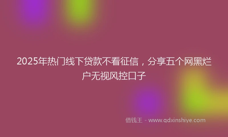 2025年热门线下贷款不看征信，分享五个网黑烂户无视风控口子