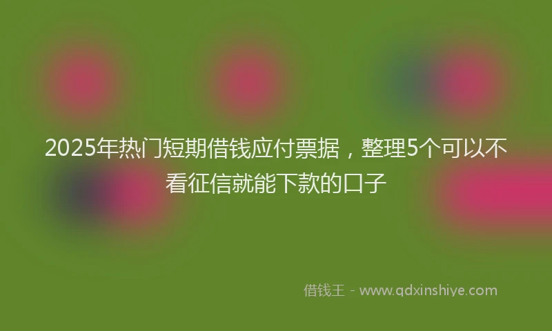 2025年热门短期借钱应付票据，整理5个可以不看征信就能下款的口子