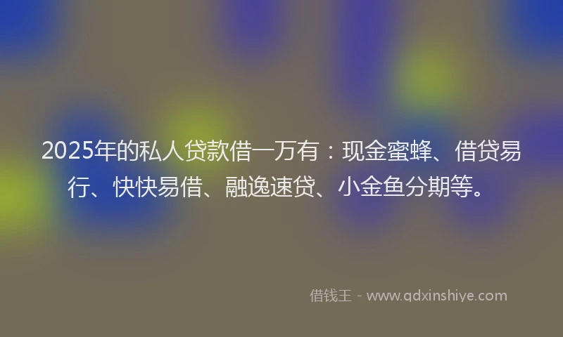 2025年的私人贷款借一万有：现金蜜蜂、借贷易行、快快易借、融逸速贷、小金鱼分期等。