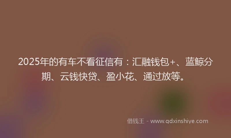 2025年的有车不看征信有：汇融钱包+、蓝鲸分期、云钱快贷、盈小花、通过放等。