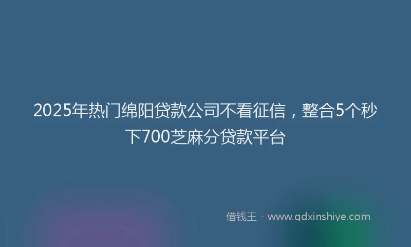 2025年热门绵阳贷款公司不看征信，整合5个秒下700芝麻分贷款平台
