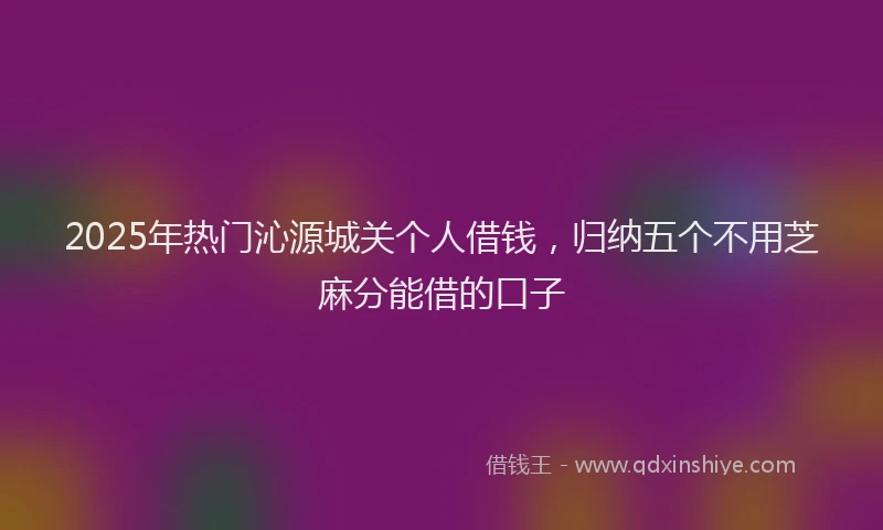 2025年热门沁源城关个人借钱，归纳五个不用芝麻分能借的口子
