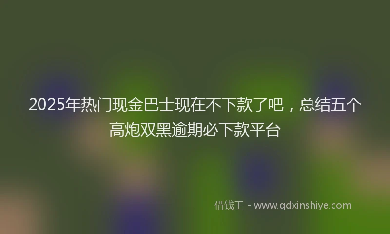 2025年热门现金巴士现在不下款了吧，总结五个高炮双黑逾期必下款平台