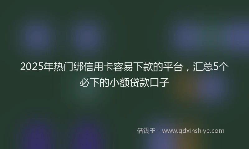 2025年热门绑信用卡容易下款的平台，汇总5个必下的小额贷款口子