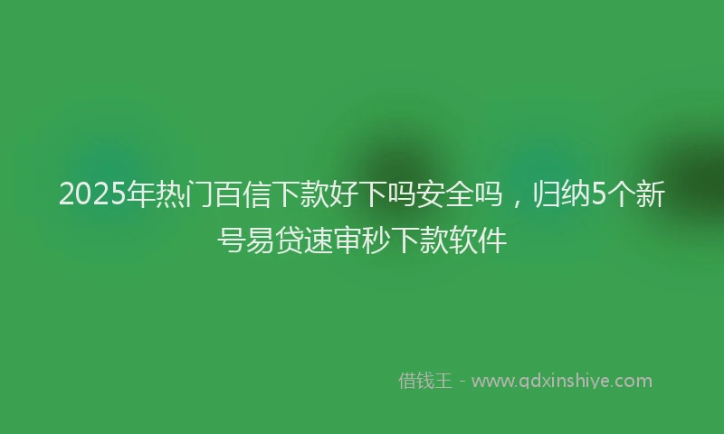 2025年热门百信下款好下吗安全吗，归纳5个新号易贷速审秒下款软件