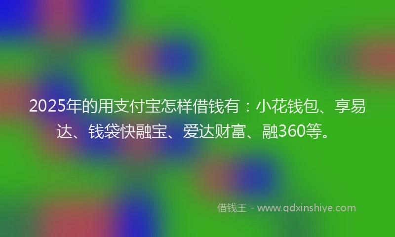 2025年的用支付宝怎样借钱有：小花钱包、享易达、钱袋快融宝、爱达财富、融360等。