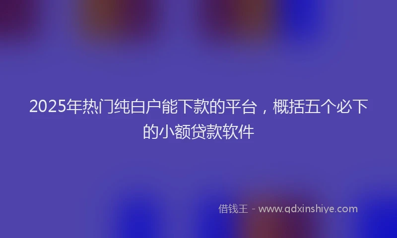 2025年热门纯白户能下款的平台，概括五个必下的小额贷款软件