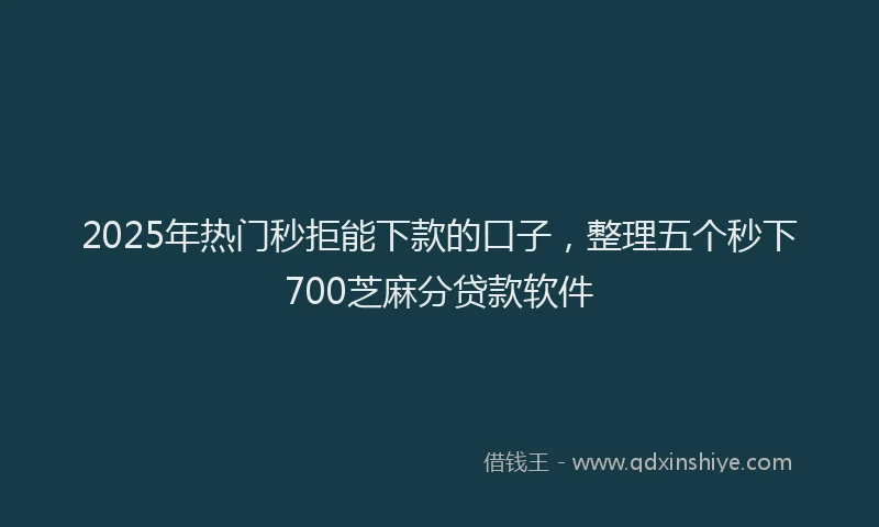 2025年热门秒拒能下款的口子，整理五个秒下700芝麻分贷款软件