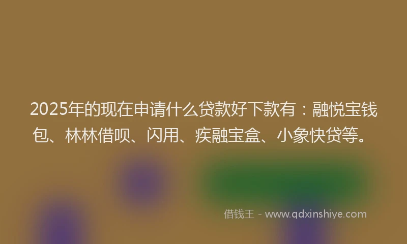 2025年的现在申请什么贷款好下款有：融悦宝钱包、林林借呗、闪用、疾融宝盒、小象快贷等。