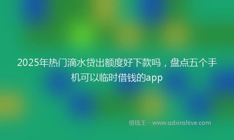 2025年热门滴水贷出额度好下款吗，盘点五个手机可以临时借钱的app
