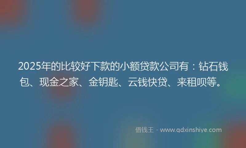 2025年的比较好下款的小额贷款公司有：钻石钱包、现金之家、金钥匙、云钱快贷、来租呗等。