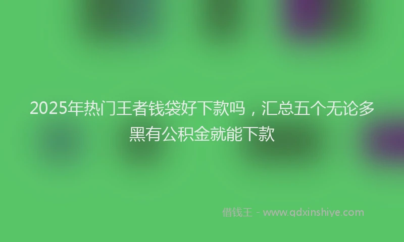 2025年热门王者钱袋好下款吗，汇总五个无论多黑有公积金就能下款