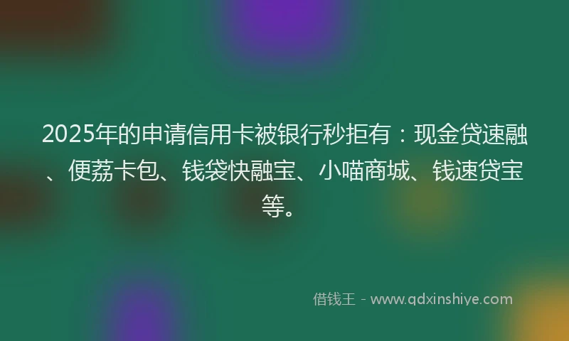 2025年的申请信用卡被银行秒拒有：现金贷速融、便荔卡包、钱袋快融宝、小喵商城、钱速贷宝等。