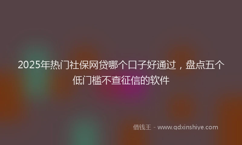 2025年热门社保网贷哪个口子好通过，盘点五个低门槛不查征信的软件