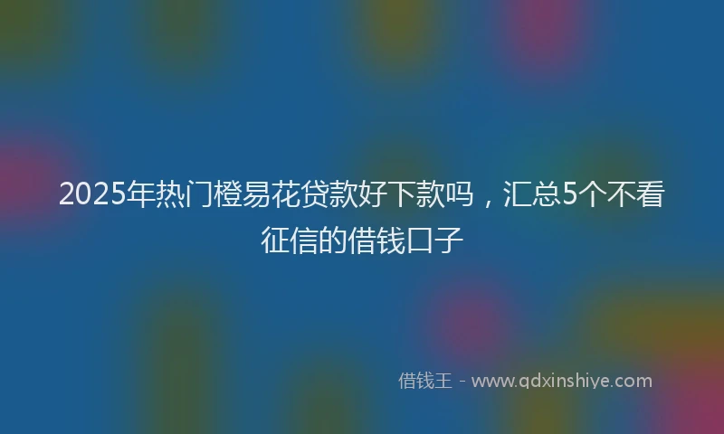 2025年热门橙易花贷款好下款吗，汇总5个不看征信的借钱口子