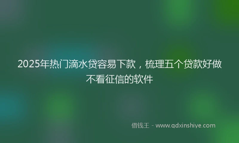 2025年热门滴水贷容易下款，梳理五个贷款好做不看征信的软件