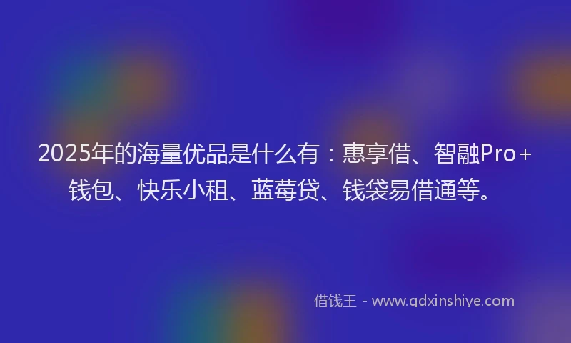 2025年的海量优品是什么有：惠享借、智融Pro+钱包、快乐小租、蓝莓贷、钱袋易借通等。