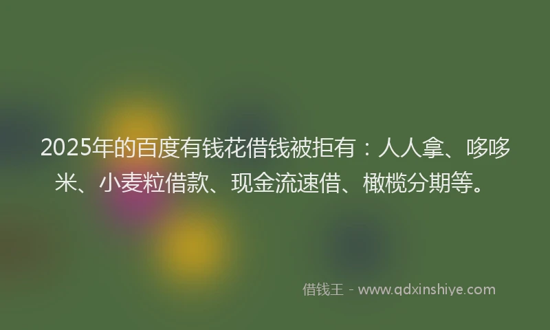 2025年的百度有钱花借钱被拒有：人人拿、哆哆米、小麦粒借款、现金流速借、橄榄分期等。