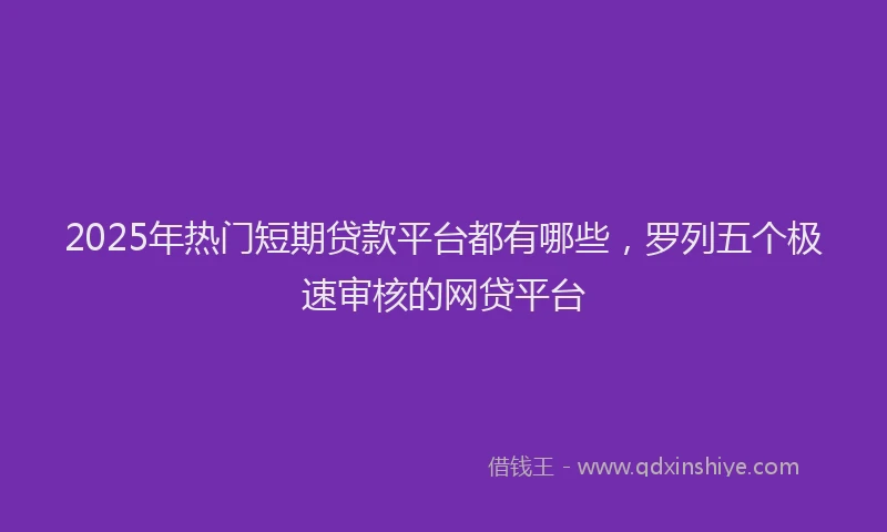 2025年热门短期贷款平台都有哪些，罗列五个极速审核的网贷平台