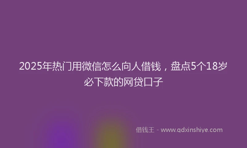 2025年热门用微信怎么向人借钱，盘点5个18岁必下款的网贷口子