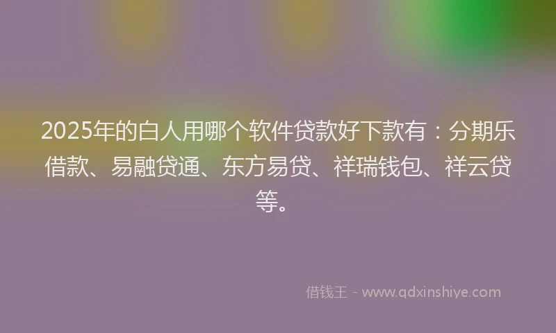 2025年的白人用哪个软件贷款好下款有：分期乐借款、易融贷通、东方易贷、祥瑞钱包、祥云贷等。