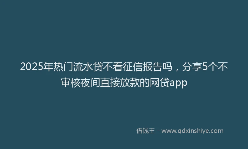 2025年热门流水贷不看征信报告吗，分享5个不审核夜间直接放款的网贷app